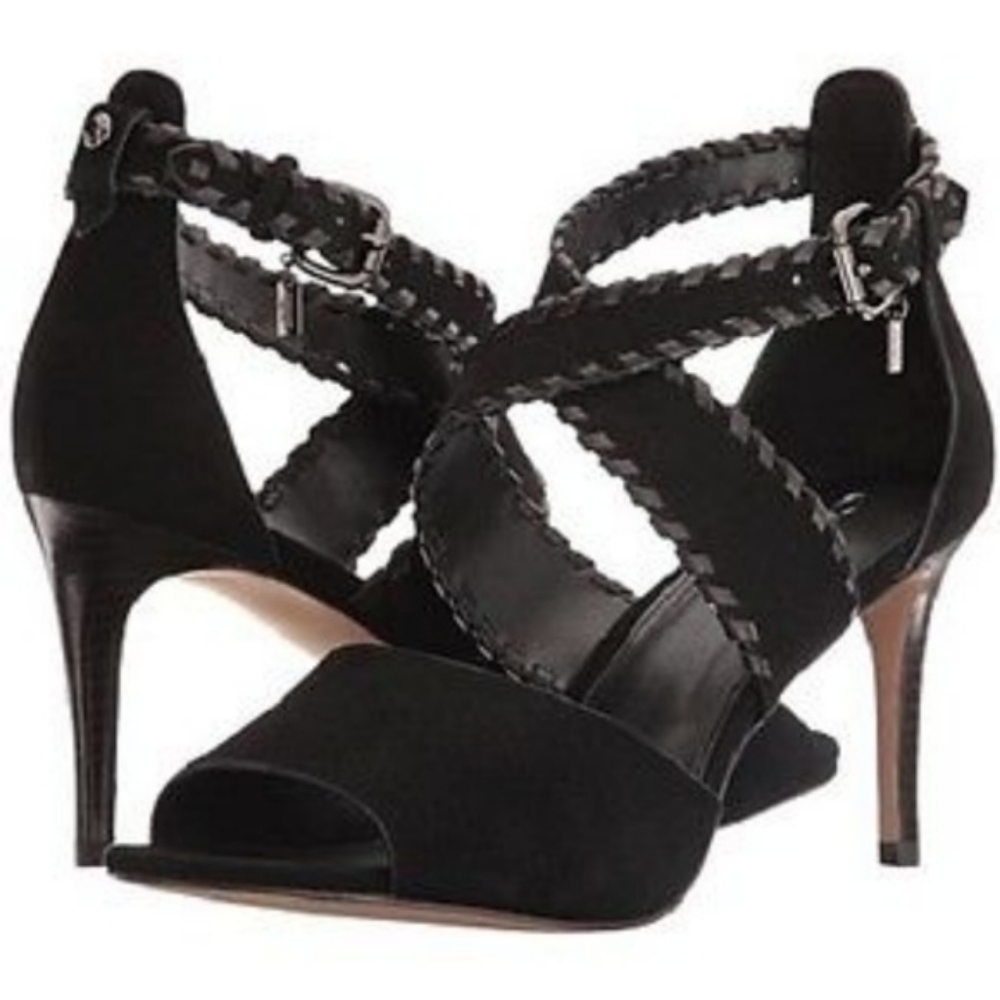 COACH NIB Henny suede soft lambskin heels black Women's 9.5